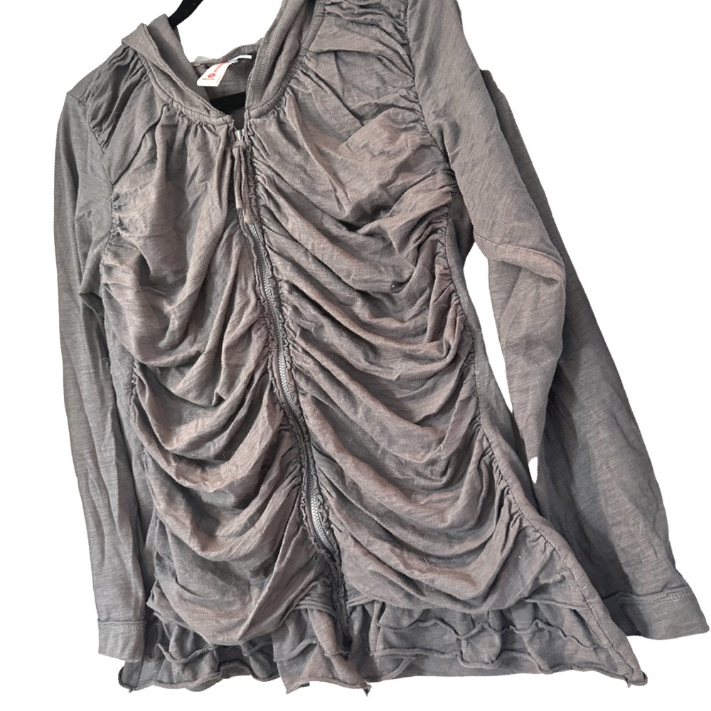 Ruched Lightweight Zip Hoodie